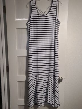 sundays Navy and White Striped Maxi Dress